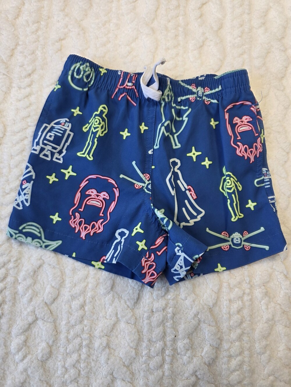 Chubbies x Star Wars Kids Swim Trunks Blue Neon Print Size 3T